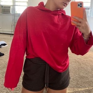 Red cropped hoodie
